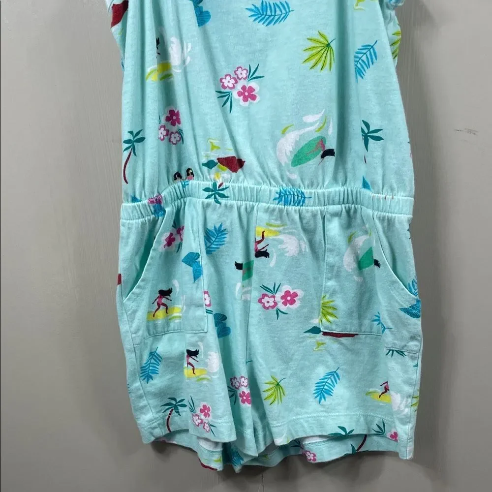 Wonder Nation Girls 5T Tropical Island Print Romper - Baby Jade